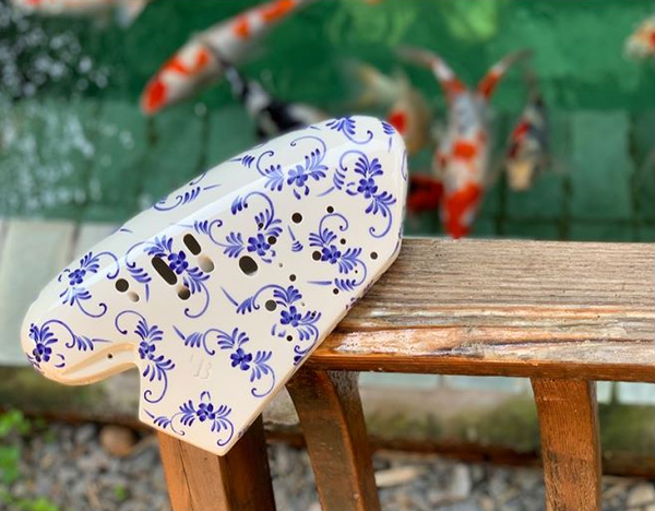 Bass B Triple-Chambered Ocarina , Blue and White Pattern, Zilei Ocarina New Utility Model Professional Performance Grade